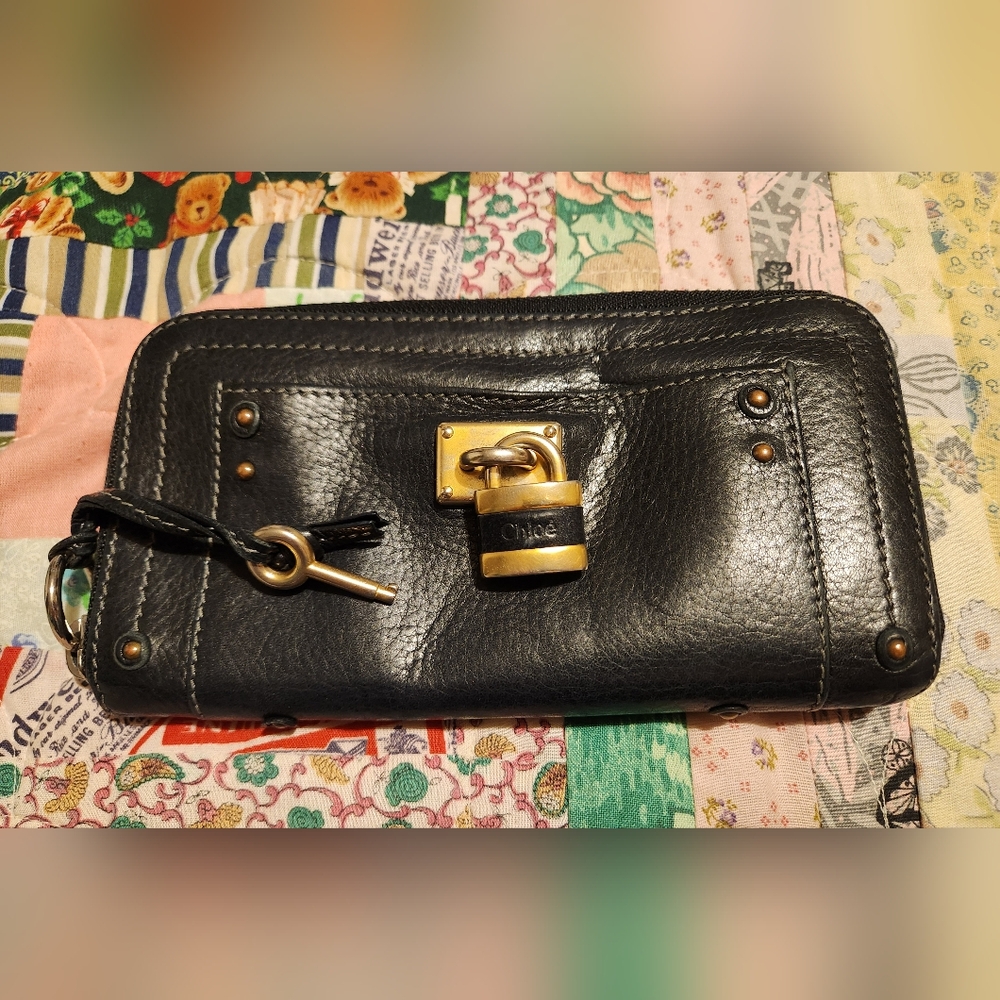 SOLD! Chloe Paddington Paddington Black Leather Long Zip Around Wallet